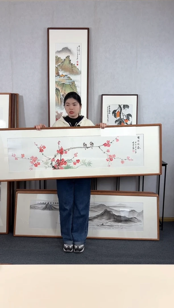 【闪购商品】国画手绘*双侣咏春*52*172cm实木框