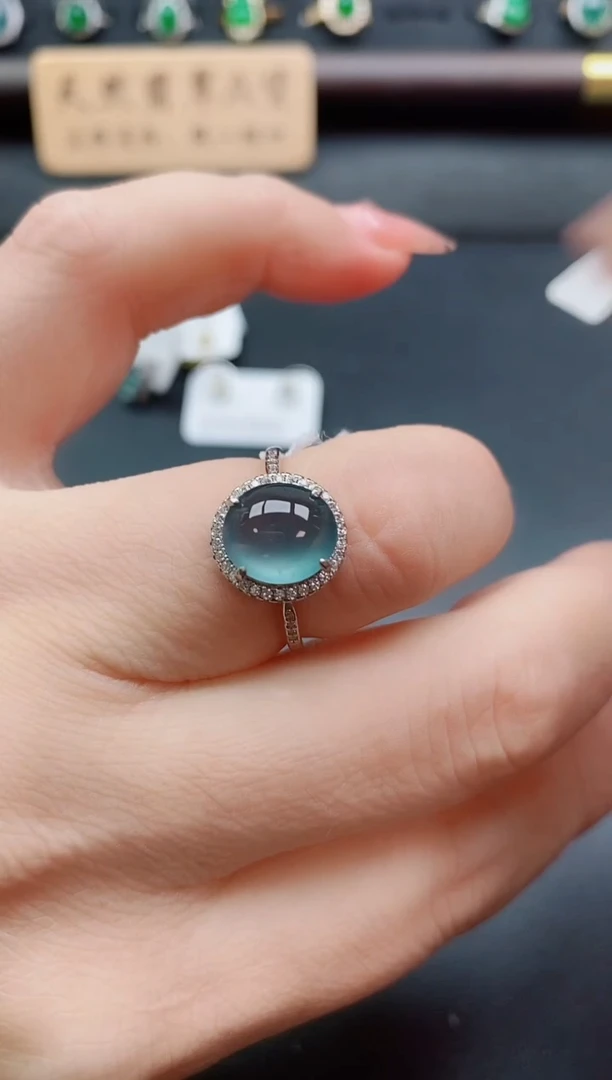 银S925镶嵌戒指翡翠1