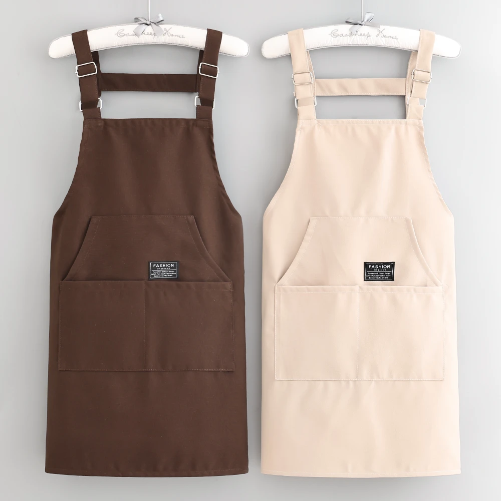 围腰帆布围裙防油透气耐脏耐磨工作服家用厨房耐污定制logo印字女