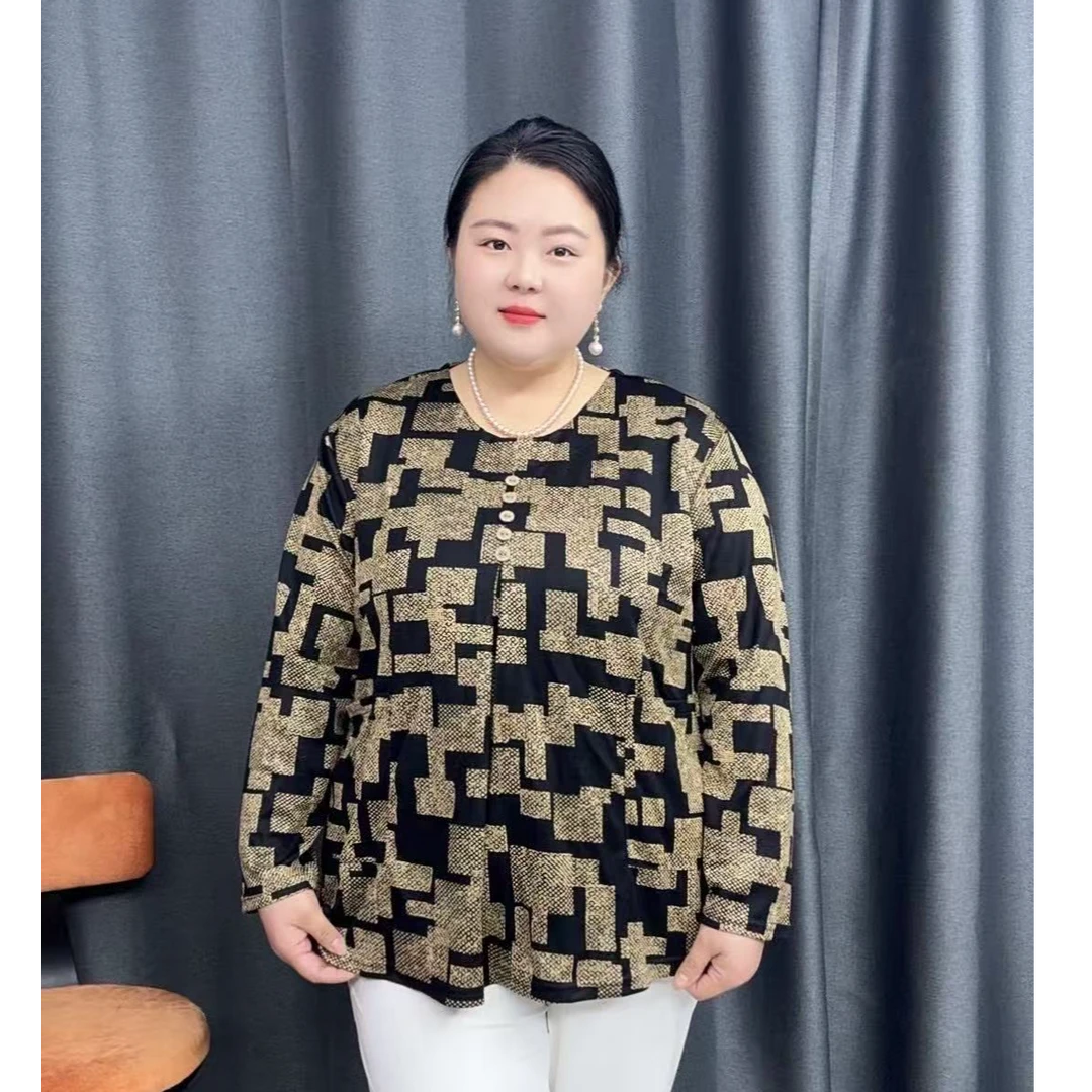 120-240斤胖妈妈加肥加大中老年洋气减龄显瘦春秋款长袖衬衫女