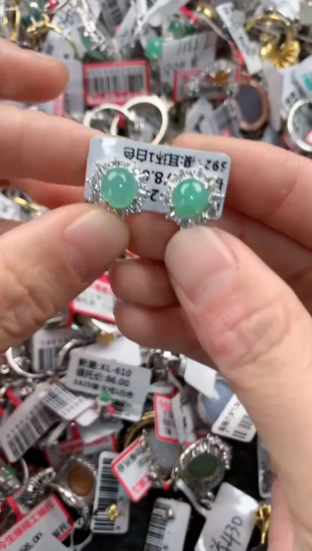 银S925镶嵌戒指翡翠7777------9