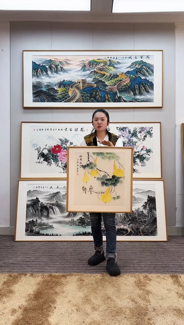 国画手绘葫芦62*62尺寸