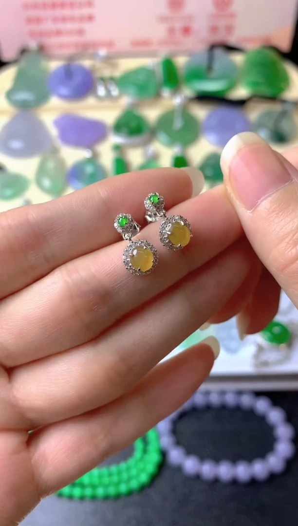 银S925镶嵌翡翠耳饰觉**生耳饰