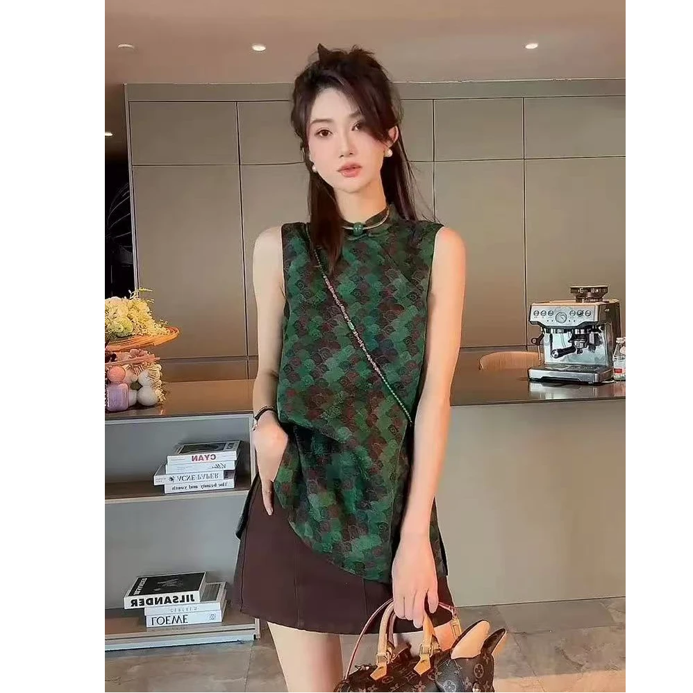 【绿野仙踪-奥黛】夏季新中式立领复古洋气高级感时尚气质上衣马甲