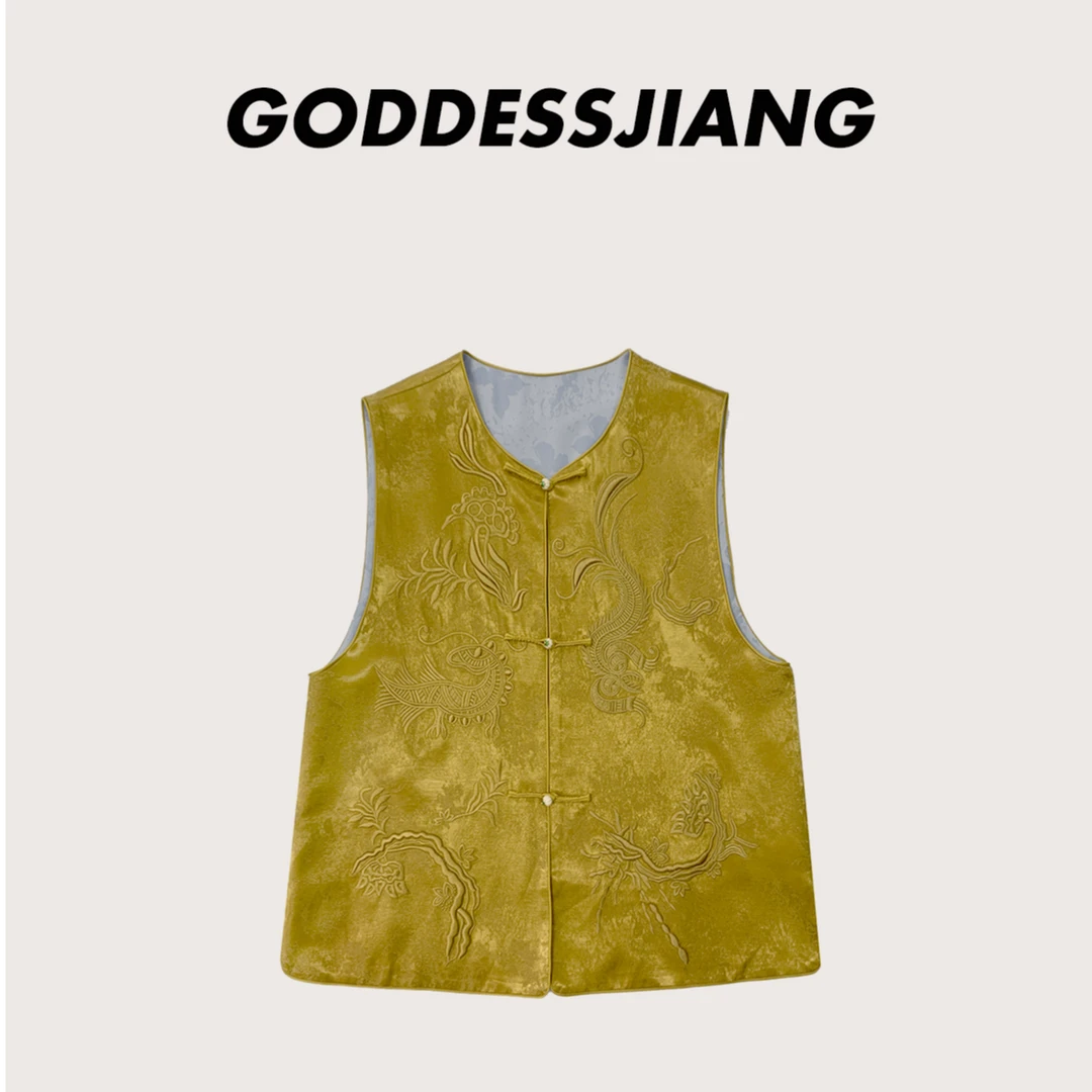 已开价_姜安妮_富贵拜年服_新中式重工刺绣亚麻提花马甲