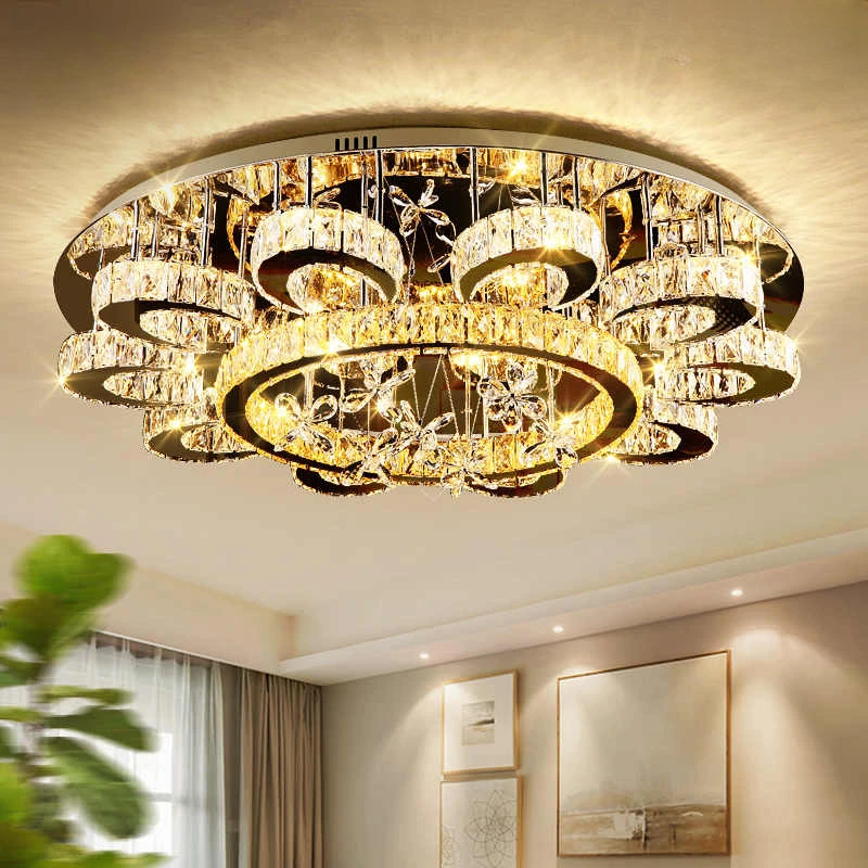 2025年新款水晶灯客厅灯圆形简约现代led吸顶灯大气家用卧室灯具