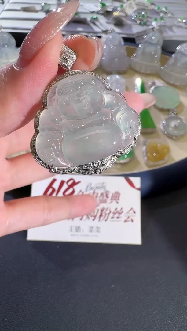 翡翠18K金镶嵌吊坠(不含链)【源头工厂】钻石镶嵌