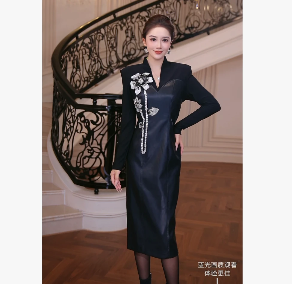 【芙娜妮】2025秋冬季时尚套装女款爆款轻奢洋气百搭连衣裙F2531234