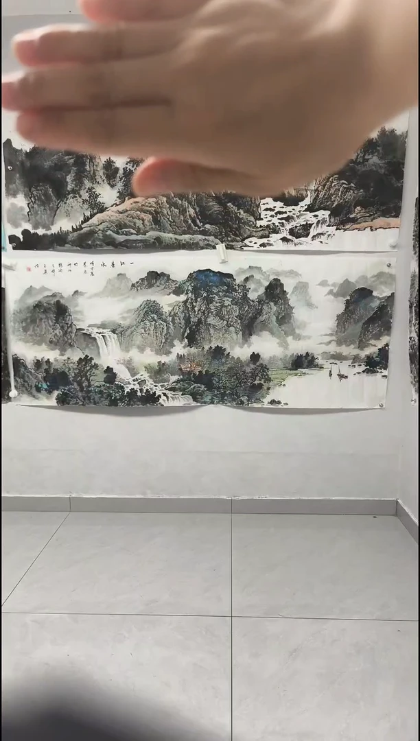 国画生****虎河北省美梁建明水墨山水