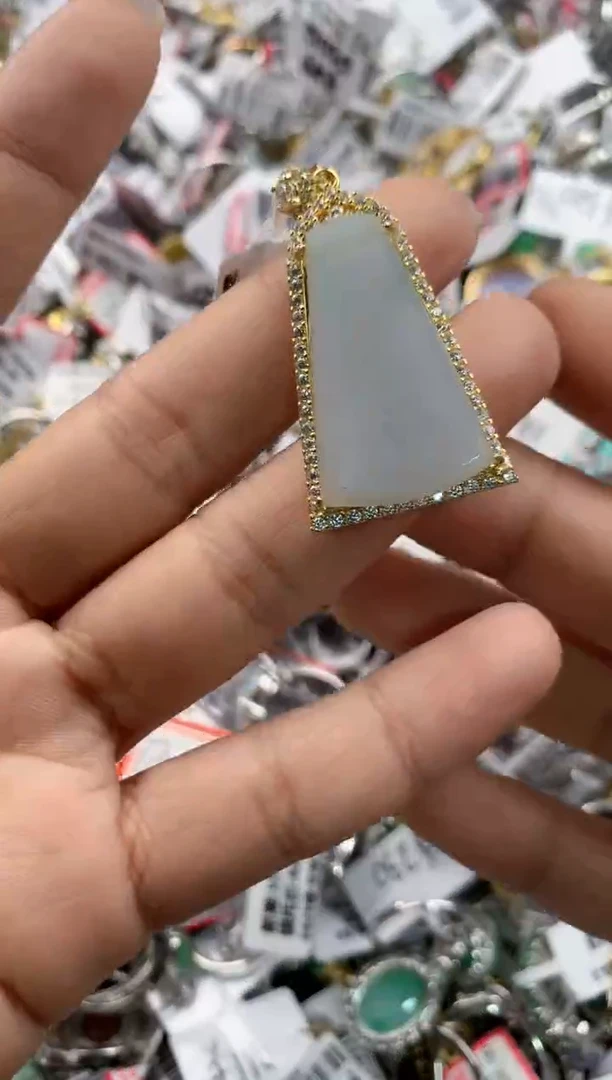 银S925镶嵌戒指翡翠666---7