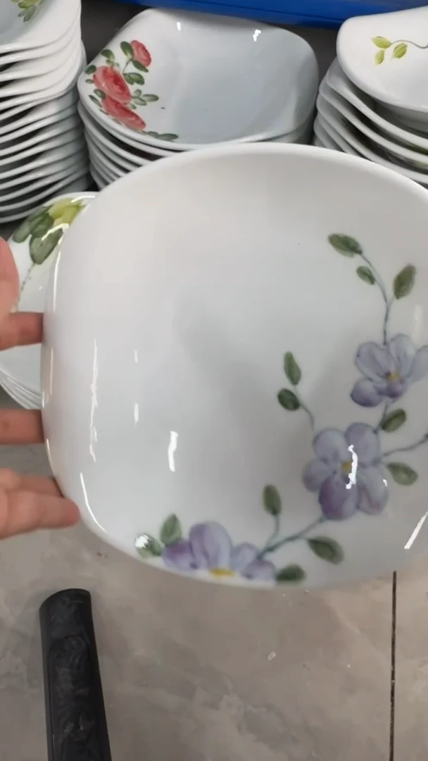 瓷片景德镇高温釉中彩-卷边盘