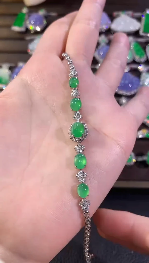 18K金镶嵌手链翡翠冬日珠宝E121