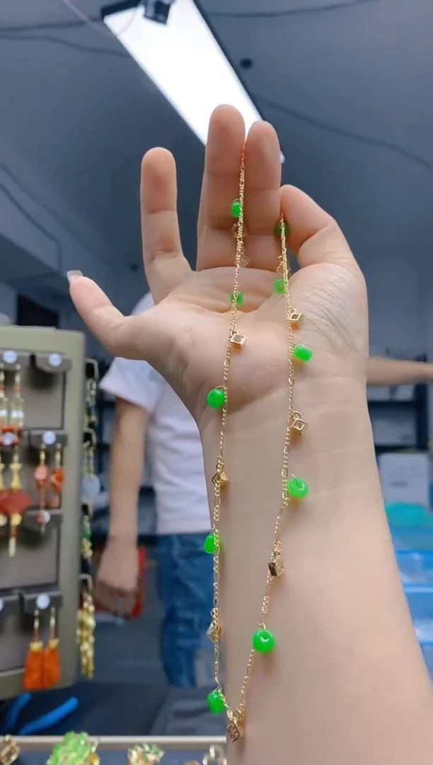 【闪购商品】翡翠耳饰合金164翡翠锁骨链