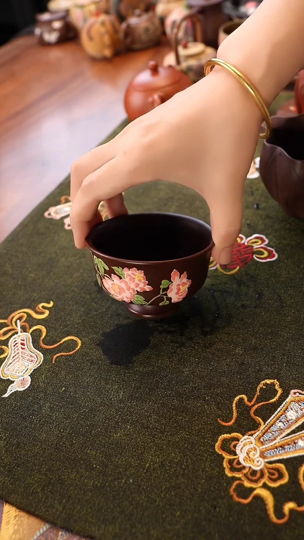 茶壶紫砂紫朱泥高足杯