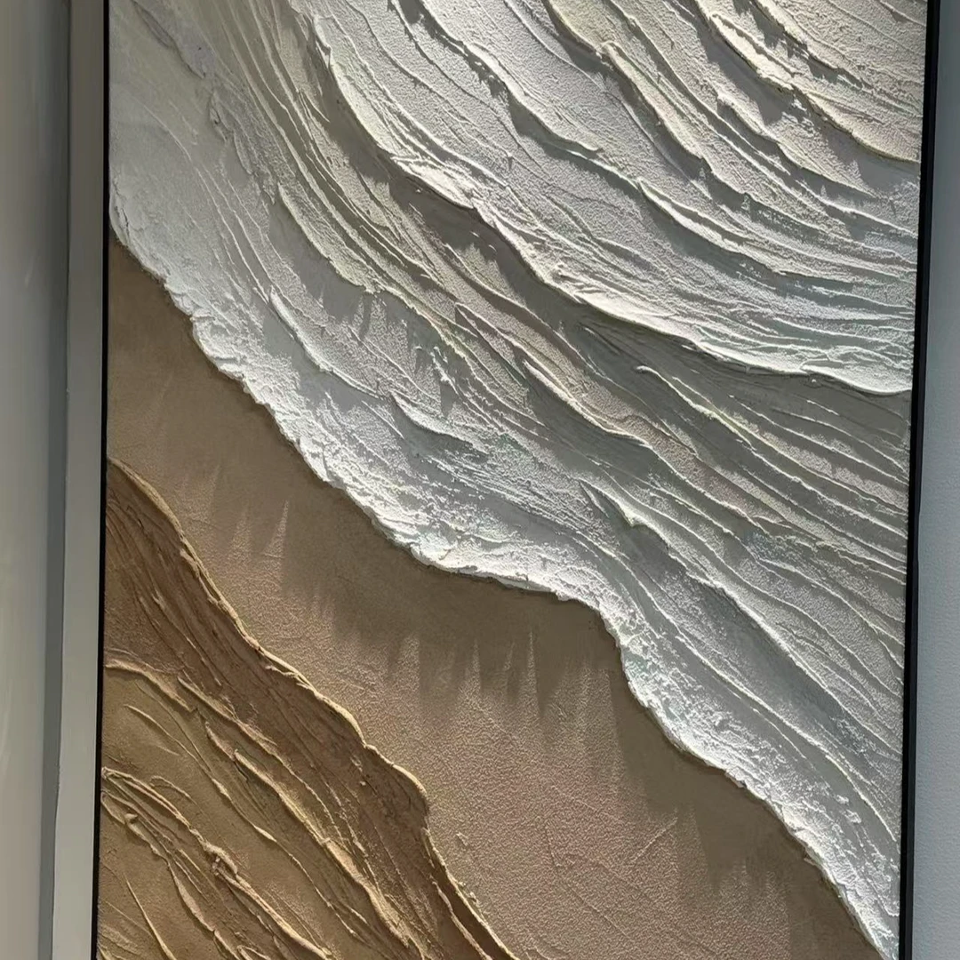 咖色海浪|手工手绘立体油画装饰画温馨现代轻奢玄关客厅背景挂画