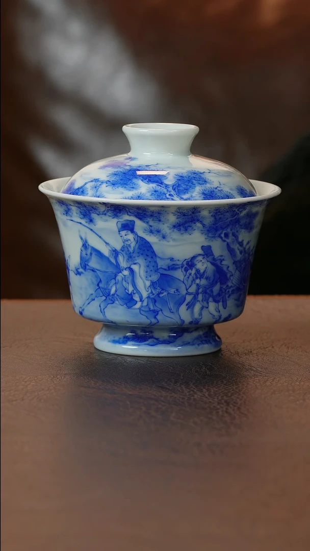 【闪购商品】青山赋人物盖碗陶瓷