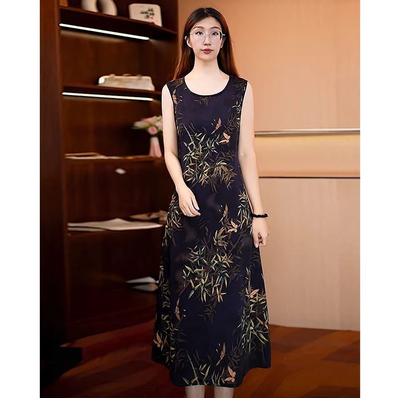 【烟波竹叶背心】新款显白遮肉连衣裙B