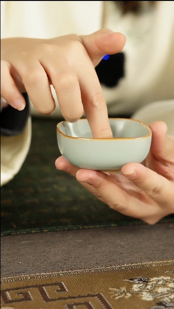 善窑厂汝窑天青四方杯