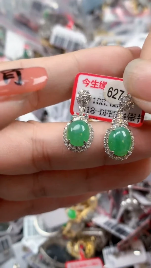 银S925镶嵌戒指翡翠天然A货缅甸翡翠