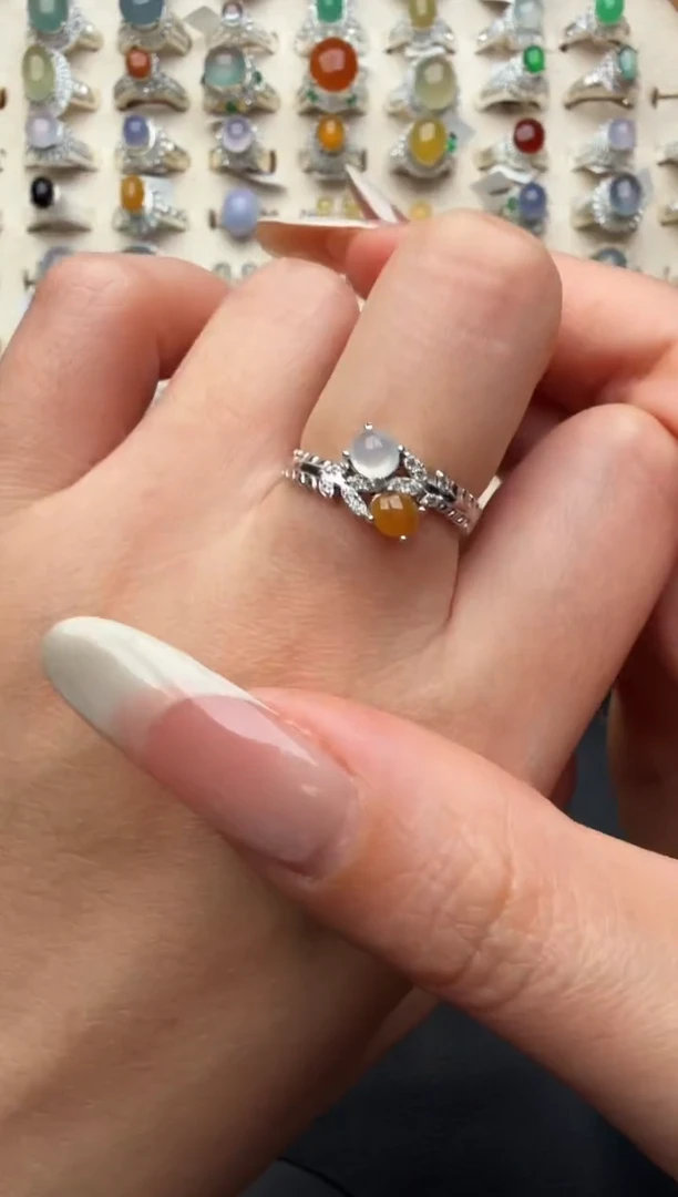 银S925镶嵌戒指翡翠...