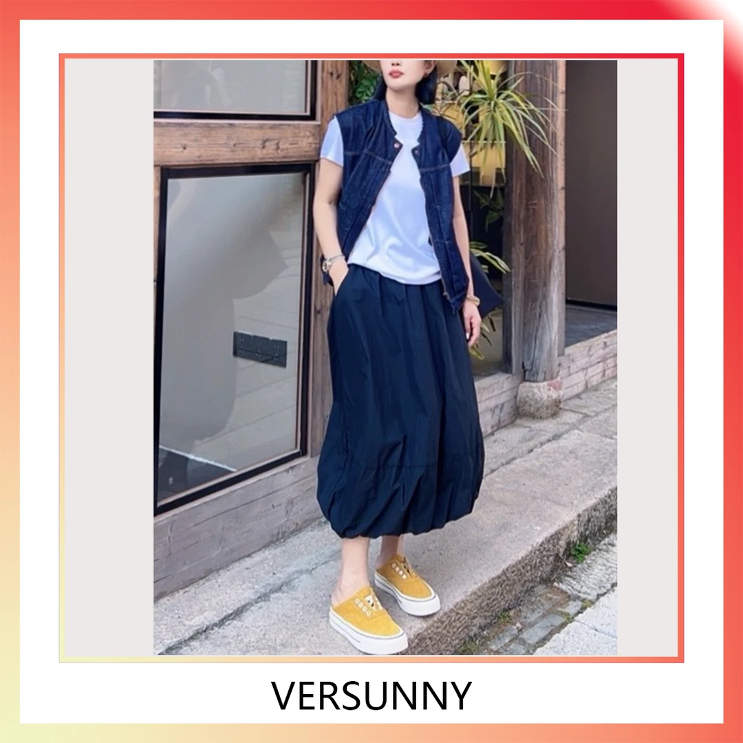 (3962)新款百搭松紧腰设计感灯笼裙