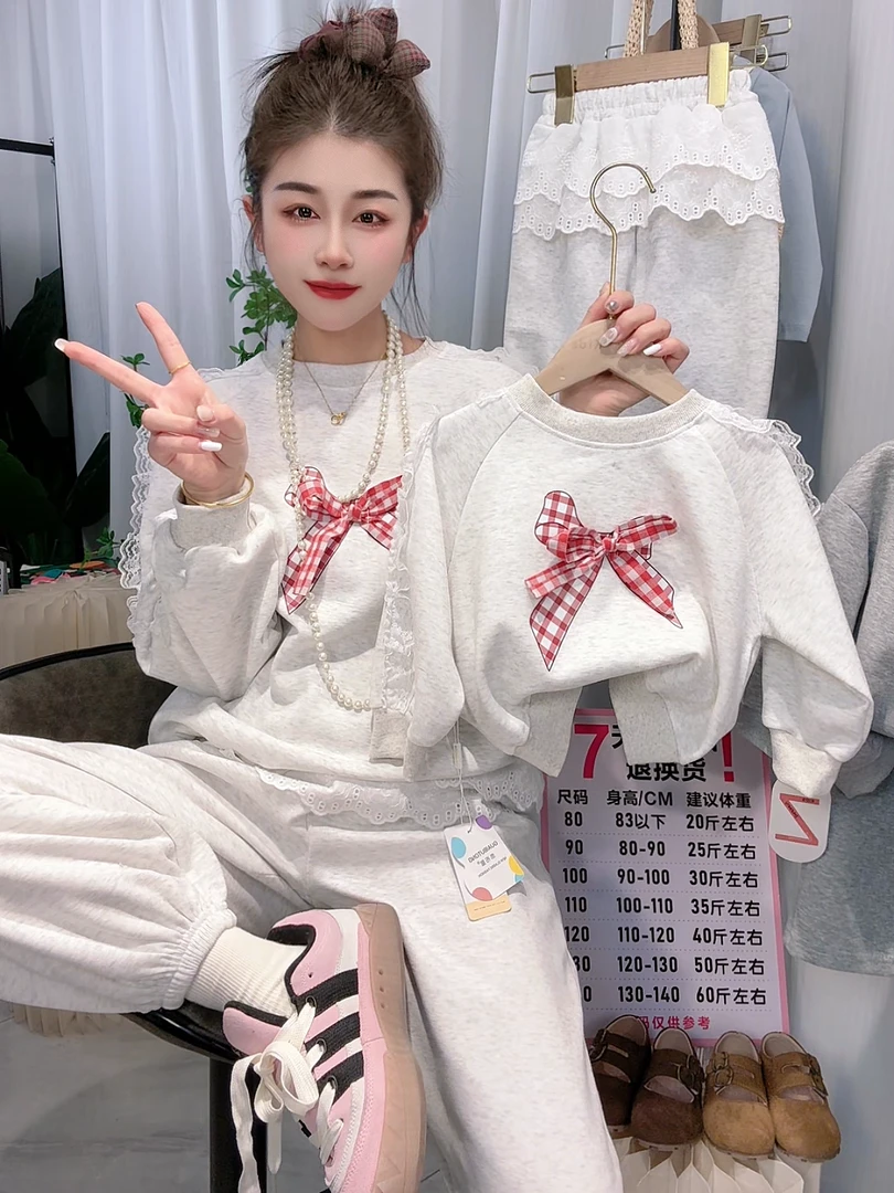 春款萌娃韩版女童卫衣宝宝时尚裤子套装洋气春装休闲宽松网红运动