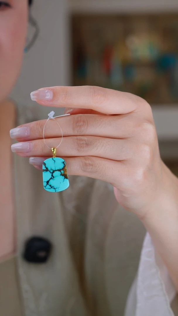 绿松石18K金镶嵌吊坠(赠链)1