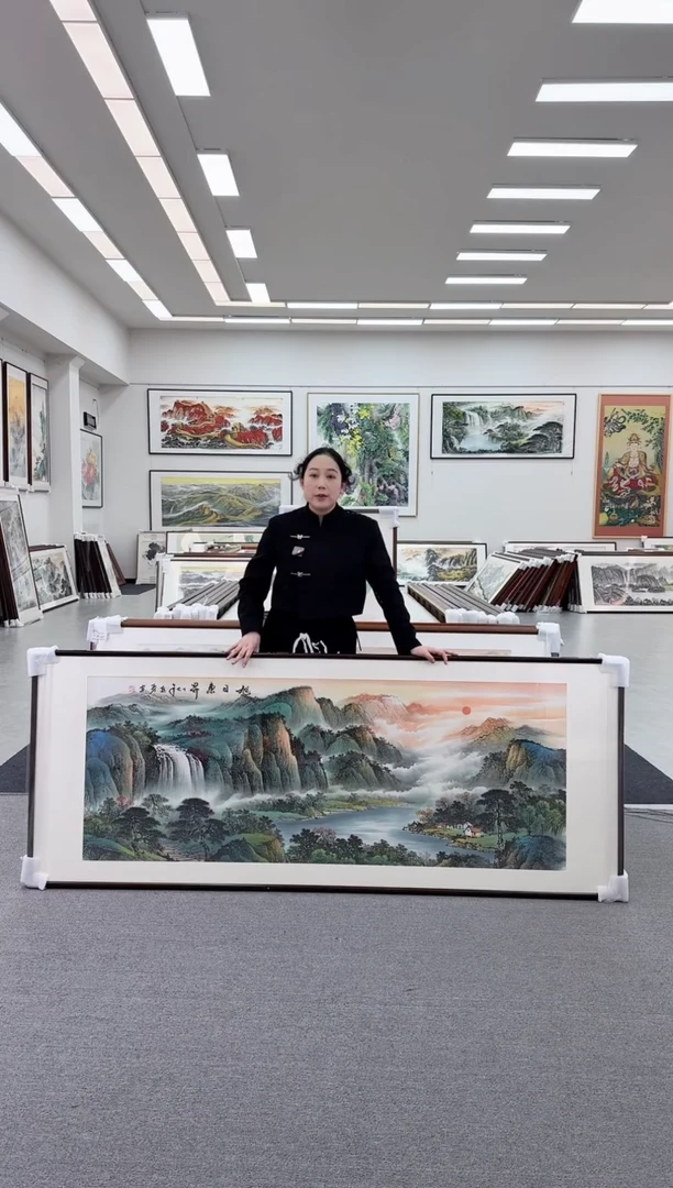 国画手绘  219*88  旭日东升