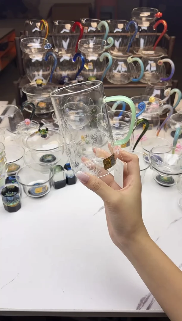 手工艺品玻璃禾器好运连连清简杯