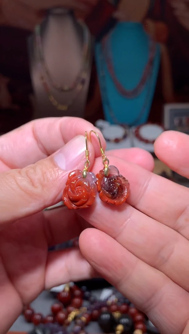 未镶嵌珠宝半成品水晶红极光耳钩