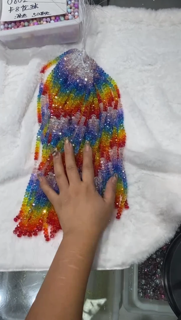 玻璃0620卡8车轮珠彩虹色2条