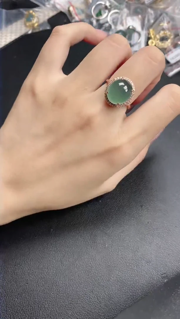 翡翠戒指银S925镶嵌51511