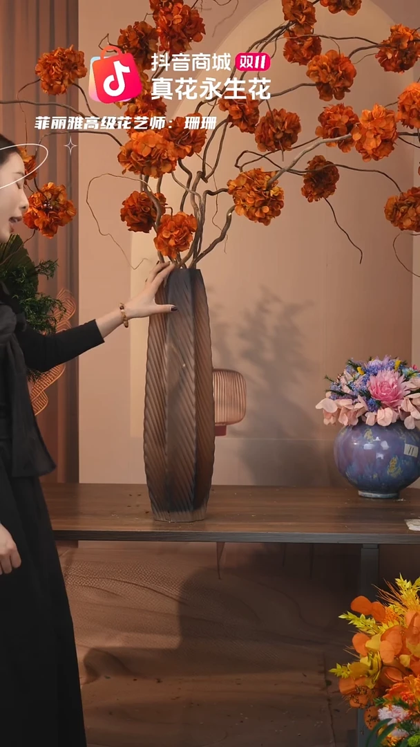 木图片款式：花+花瓶一整套