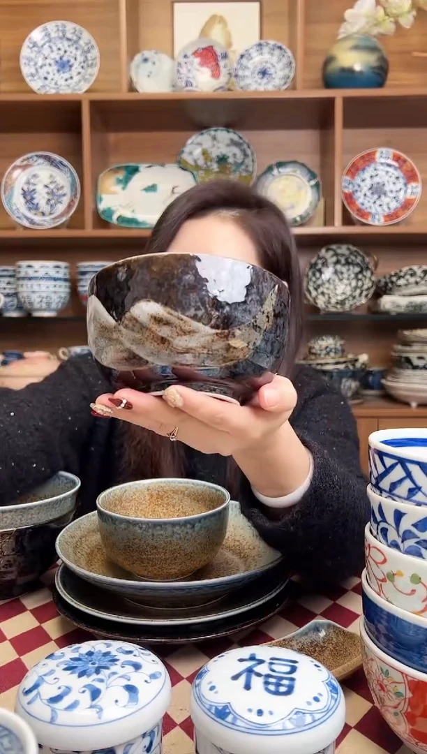 【闪购商品】瓷片明世荒刷毛12.8cm井型饭碗