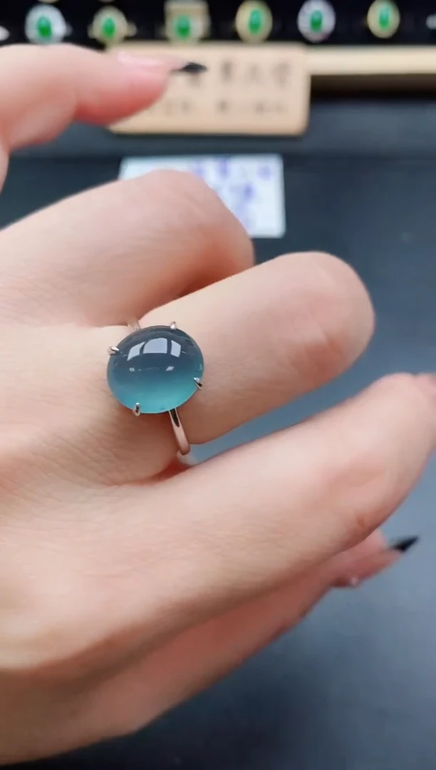 银S925镶嵌戒指翡翠1