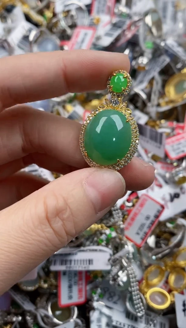 银S925镶嵌戒指翡翠13              7