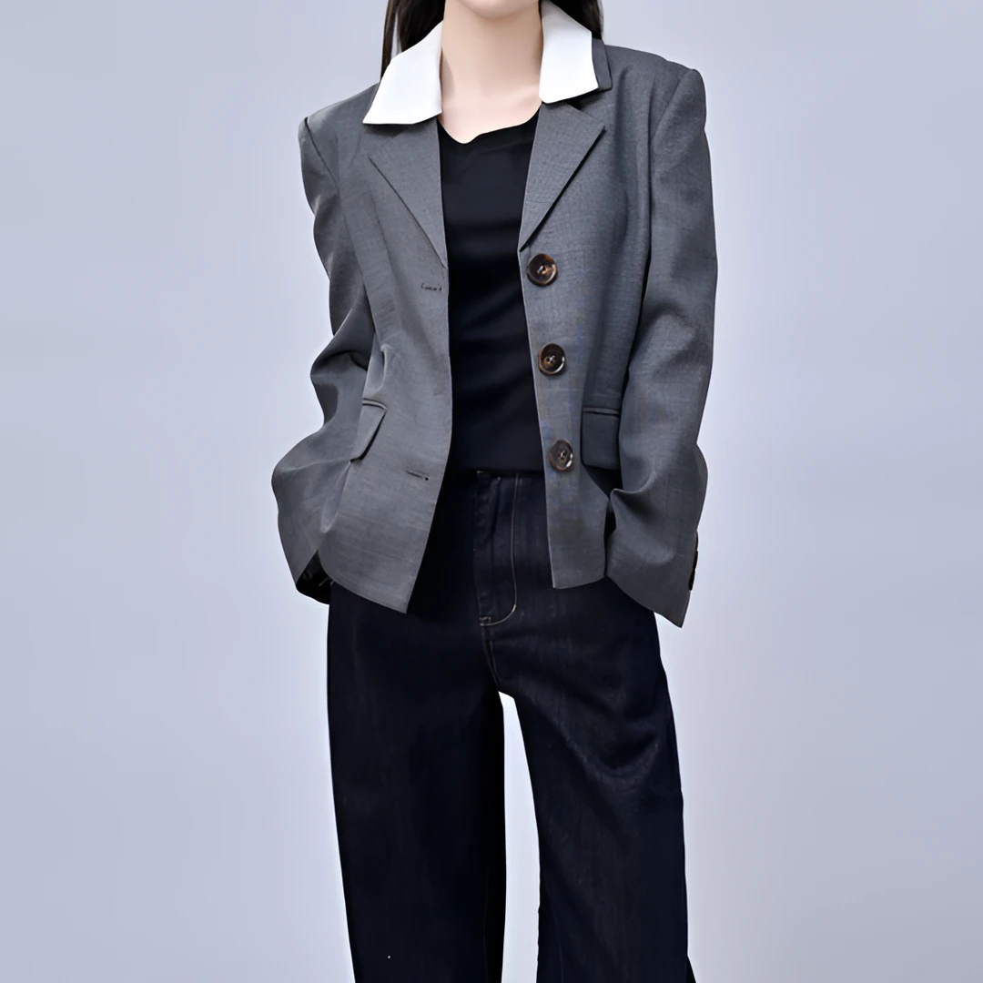 2025新款设计师时尚减龄显瘦双领蝴蝶结西服外套女小西装正装职业