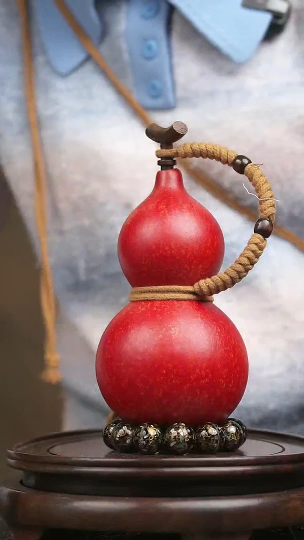 884 中药煮色 微瑕大漆葫芦水壶 送漏斗底座