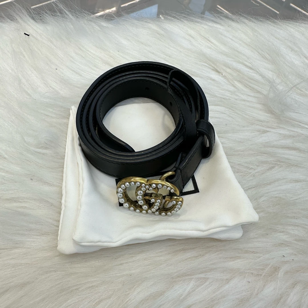 95新 GUCCI/古驰  Gucci/古驰 老花双G腰带 90码HS05395