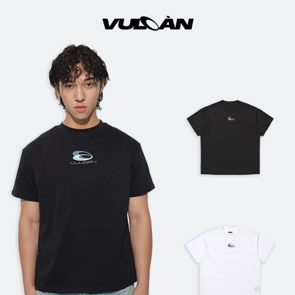 VULCAN印花基础小标志重磅美式纯色国潮情侣宽松短袖小领口TEE