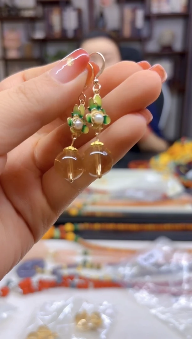 【闪购商品】水晶耳饰14K金镶嵌耳坠E591