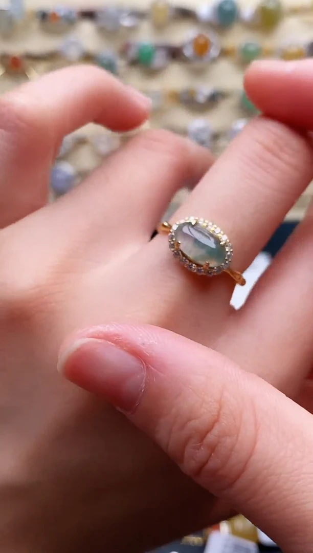 翡翠戒指银S925镶嵌1111111111+8