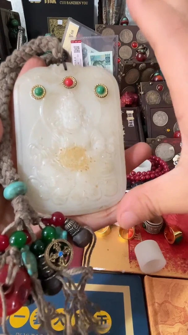 未镶嵌和田玉挂件帆船五分纸币+连号5角