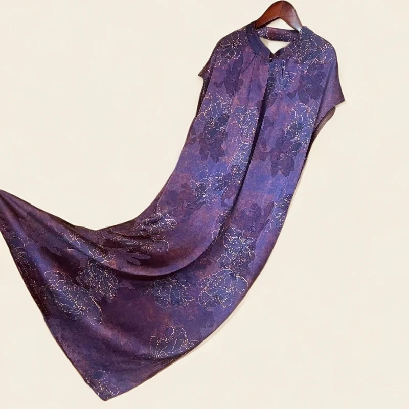 【贵紫】正品高端一粒扣大方百搭夏季设计师国风领无袖连衣裙3037