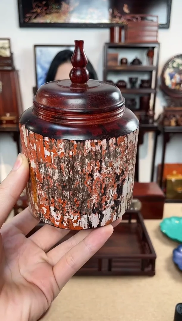 紫檀木类成套家具老皮茶叶罐