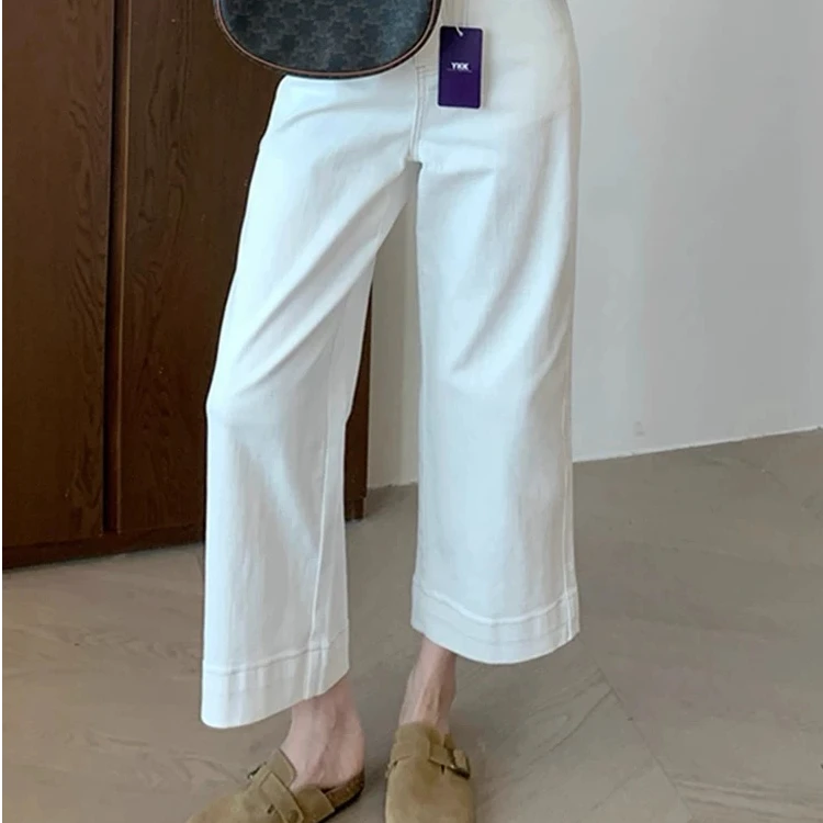 欧洲站显瘦宽松胖mm高腰小个子直筒裤2025年九分垂感阔腿裤