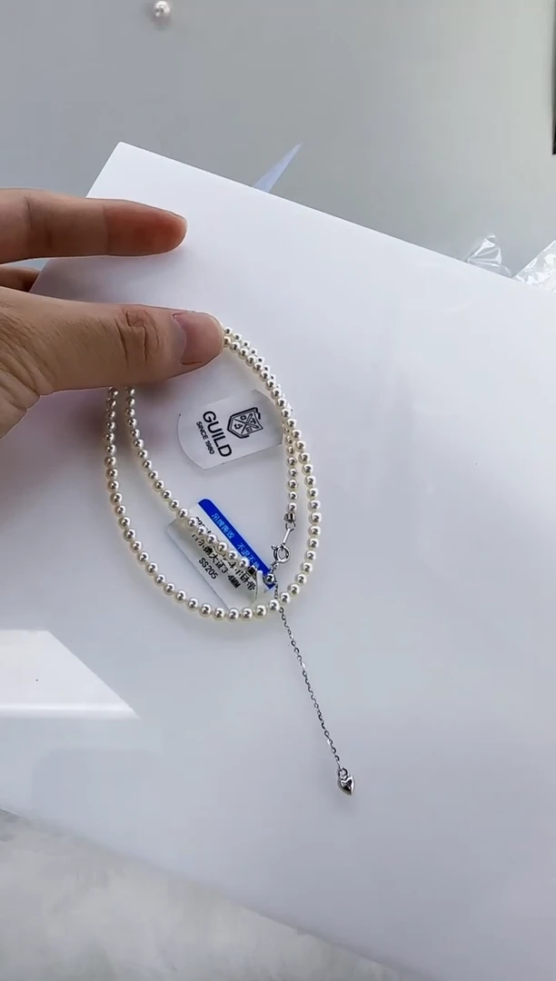 未镶嵌淡水珍珠DA珍珠项链带吉尔德大证3-4 ss205