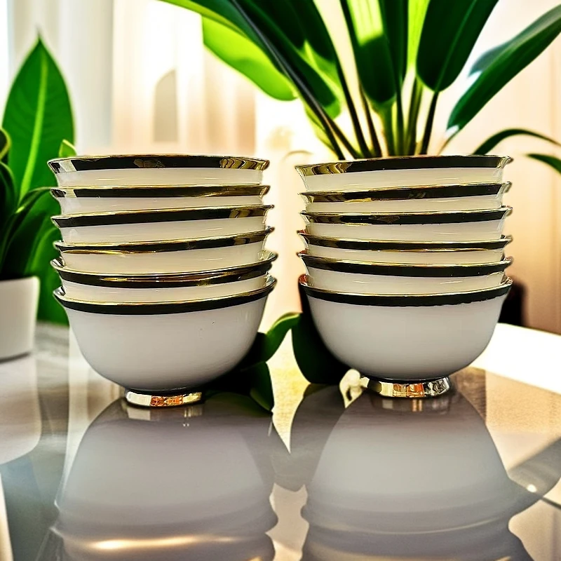 新疆包邮 【10个金边5.5寸碗 】陶瓷 高档 陶瓷 米饭碗 好看家用