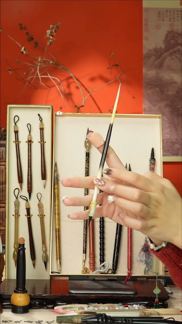 110号闪孤品高货毛笔链接 清水试笔 蘸墨不退