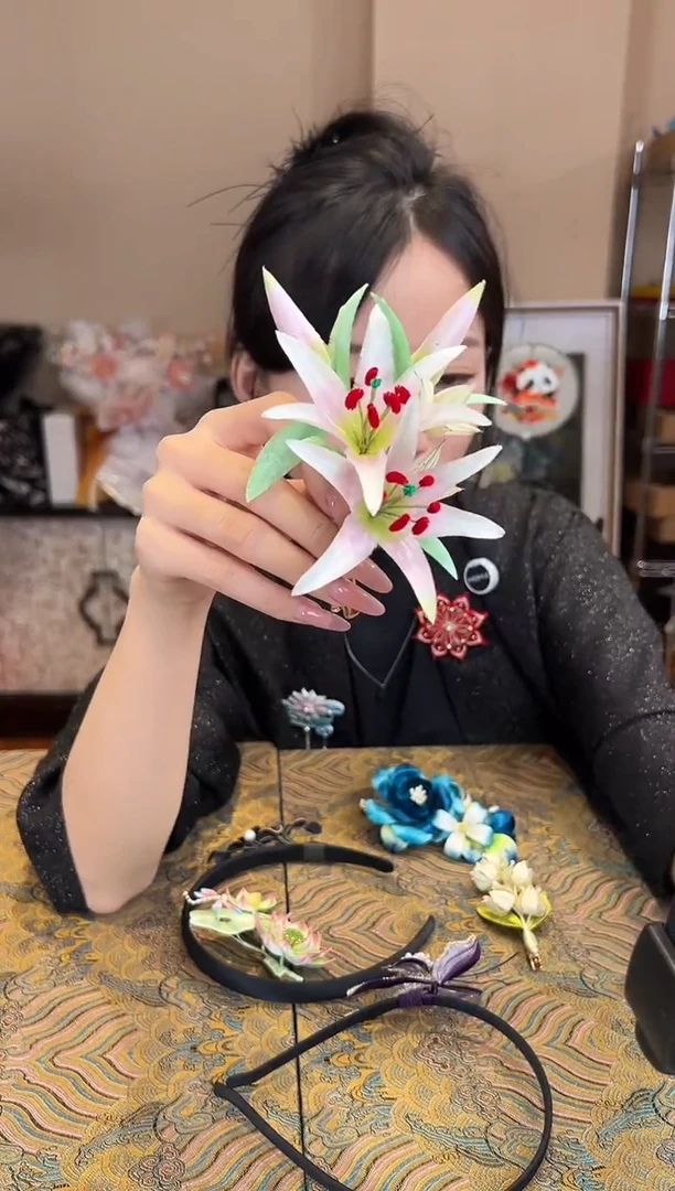 刺绣暮*非遗绒花（发饰）